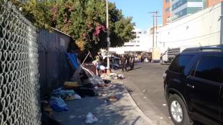 Los Angeles Department of Sanitation Homeless Encampment Clean up at 4490 De Longpre Avenue 14 [upl. by Wamsley442]