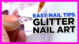 Sparkle Perfection Easy Gel Glitter Nails Tips with Young Nails  ASMR Tutorial [upl. by Ahsimik]