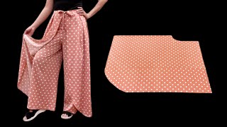 Cut and sew palazzo pants this way is very cool  New design wrap pants with pleats [upl. by Ronny]