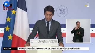 Gabriel Attal fin de l’état d’urgence sanitaire à compter du 15 octobre 2021 à la Réunion [upl. by Ardnot]