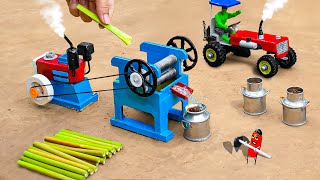 Diy tractor making mini sugarcane machine science project  New technology agricultural machine [upl. by Aneliram490]