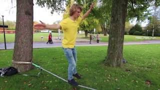 Slackline Leren Staan en Lopen beginners [upl. by Ramed]