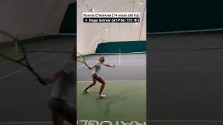 Pure striking from 14yearold Ksenia Efremova against Hugo Grenier ATP No 155 [upl. by Yrehc]