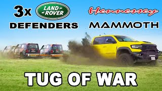 USA Pickup Truck vs 3 Land Rovers TUG OF WAR [upl. by Noiztneb]