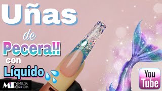 UÑAS de PECERA con LÍQUIDOAQUARIUM NAILS 💅🏻🐠💦 NUNCA FUE TAN FÁCIL [upl. by Aysab]