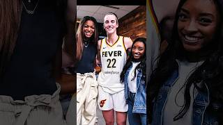 Simone biles Gabby Thomas and Caitlin Clark at WNBA game❤️❤️ simonebiles shorts caitlinclark [upl. by Nolana]