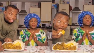 MY HUSBAND STEALS MY FOOD AFRICAN FOOD MUKBANG ASMR FUFU AND OKRA SOUP [upl. by Ahterod]