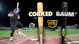 CORKED BAT vs BAUM BAT  Wood Baseball Bat Review [upl. by Rainger398]