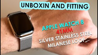 Apple Watch Series 8 41mm  Silver Stainless Steel amp Milanese Loop  UNBOXING [upl. by Anaderol856]