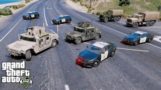 Highway Patrol Escorting Secret Military Convoy In GTA 5 [upl. by Arretak542]