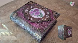 How to make a decoupage box with eggshells stencil and crackle glaze decoupage mixedmedia [upl. by Marinna719]