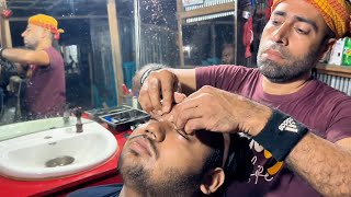 ASMR STREET BARBER Acupressure Head Massage and Face massage On The Busy Roadside💈Bangladeshi Barber [upl. by Llerruj969]