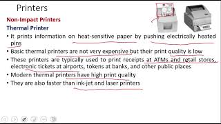 Non Impact Printers  Laser Printer Ink Jet Printer Thermal Printer Plotter  Speaker Head Phone [upl. by Lovell]