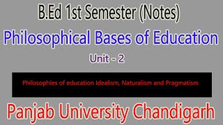 Notes bed 1st semester idealism Naturalism pragmatism philosophical bases of education [upl. by Coleville]