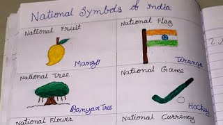 How to draw Indian national symbols  easy national symbols drawing for kids [upl. by Ralfston]