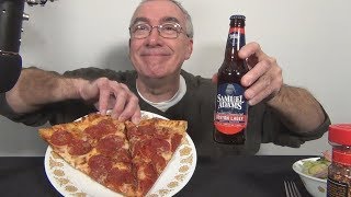 ASMR Eating Dominos Pepperoni Pizza with Sam Adams Beer Night [upl. by Airalednac]