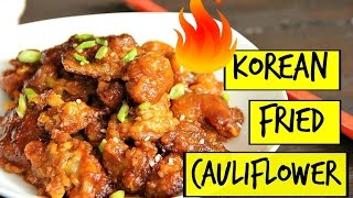 SPICY KOREAN FRIED CAULIFLOWER  BAKED  VEGAN [upl. by Arrec]