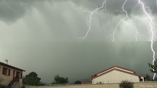 Orage  sirène civile  Foudre très proche 800m  Close lightning strike [upl. by Nahgrom]