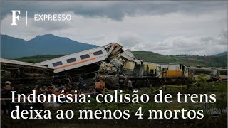 Colisão de trens na Indonésia deixa ao menos 4 mortos [upl. by Ilamad]