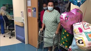 Teen takes first steps since coming out of medically induced coma due to COVID19 [upl. by Aivul]