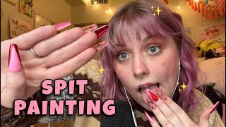 ASMR Spit Painting with Fun Props Clicky Spitty Mouth Sounds Personal Attention  Rambling 💗✨👅 [upl. by Anonyw]