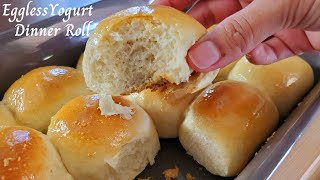 Yogurt Dinner Rolls  How to Make Soft and Fluffy Bread Yogurt Recipe  Eggless Bread Yogurt [upl. by Enilekaj]