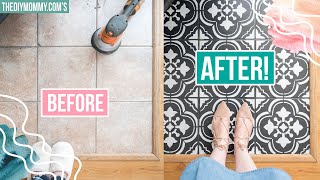 How to Paint Floor Tiles with a Stencil  The DIY Mommy [upl. by Starkey]