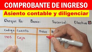 Diligenciar y contabilizar COMPROBANTE DE INGRESO [upl. by Leelaj]