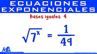 Ecuaciones exponenciales con bases iguales  Ejemplo 4 [upl. by Akirahc628]