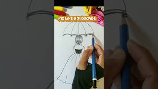 how to draw a girl with umbrella easy for beginners pencil drawing [upl. by Palocz]