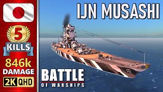 BATTLE OF WARSHIPS ⚓ MUSASHI  5 KILLS  846k DAMAGE 💥 [upl. by Allerus]