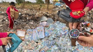 Wow ​Great Lucky Found A lot Money  and good thing at Trash Place  Dumpster Diving [upl. by Sulihpoeht]