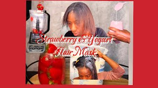 D I Y Hair Mask for Damaged Relaxed Hair  strawberry amp yogurt hair mask diyhairmask hairmask [upl. by Lauren736]