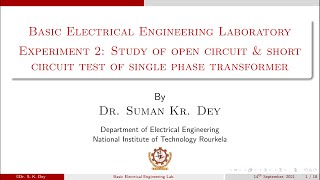 Experiment  2  Study of open circuit and short circuit test of single phase transformer [upl. by Merwyn273]