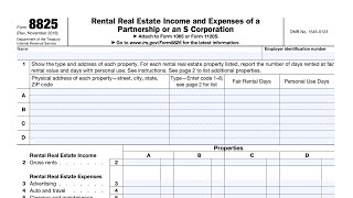 IRS Form 8825 walkthrough Rental Real Estate Income amp Expenses of a Partnership or S Corporation [upl. by Walden]