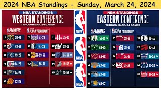 2024 NBA Standings  Sunday March 24 2024  Latest bracket playoffs scenarios [upl. by Deeyn]