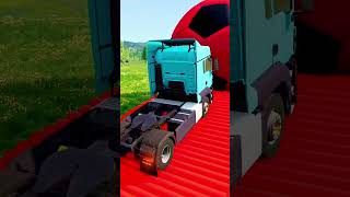 Double Flatbed Trailer Truck vs Speed bumps  Train vs Cars  Tractor vs Train  BeamNG Drive 001 [upl. by Ahseital837]