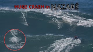 NAZARE MOST TENSE Moment XXL Swell CRASH nazare bigwavesurfing [upl. by Tilda657]