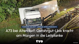 A73 bei Altendorf GefahrgutLkw kracht am Morgen in die Leitplanke [upl. by Camilla700]