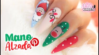 UÑAS NAVIDEÑAS con MANO ALZADA [upl. by Otrevogir444]