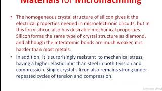 Micro ManufacturingII MEMS fabrication [upl. by Herodias]