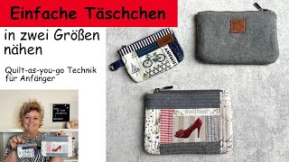 Einfaches Täschchen in zwei Größen nach der Quiltasyougo Technik nähen [upl. by Iem]