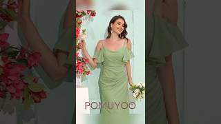 POMUYOO  Felicity Chic V Neck Sleeveless High Low Chiffon Bridesmaid Dresses [upl. by Evie]