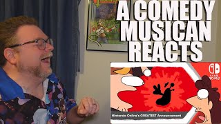 A Comedy Musician Reacts  Nintendo Onlines Greatest Announcement by Starbomb REACTIONANALYSIS [upl. by Yslehc]