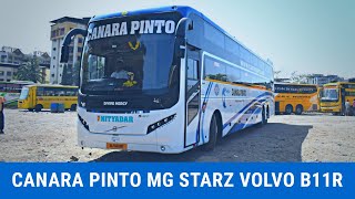 Canara Pinto Volvo B11r MG Starz Mumbai Mangalore Inaugural service [upl. by Llehcsreh]