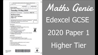 Edexcel GCSE Maths 2020 Higher Exam Paper 1 Walkthrough [upl. by Nangem]