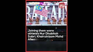 Malaysian athletes dazzle in Rizman Ruzaini designs at Paris Olympics opening ceremony [upl. by Calise119]