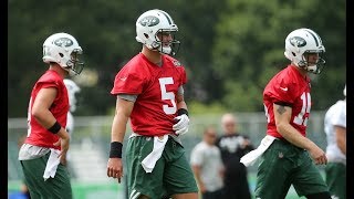 Christian Hackenberg Bryce Petty and Josh McCown throw at Jets training camp [upl. by Ellerey]