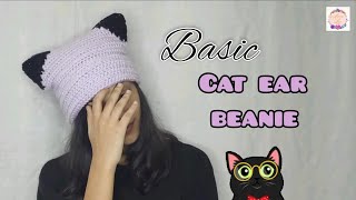 Cute cat beanie Perfect for Cat Lovers  easy tutorial only HDC  Agapelovee [upl. by Mitzie]