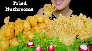 CRUNCHY DEEP FRIED ENOKI MUSHROOMS AND SHRIMP TEMPURA  Eating Sounds No Talking  TracyN ASMR [upl. by Connor596]